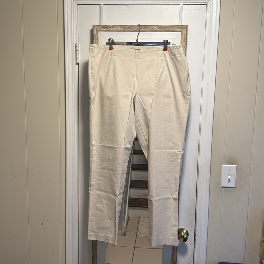 Cotton beige pants side zip